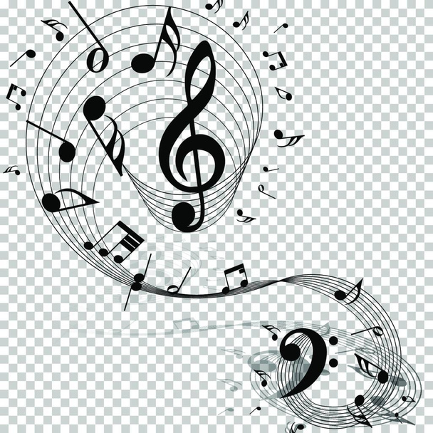 music notes, treble clef, musical background - Vector, afbeelding