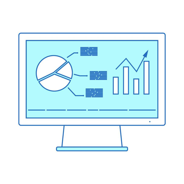 computer monitor with statistics and graph vector illustration design - Vector, Image