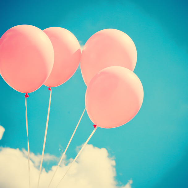 Pink Balloons on Sky - Photo, image