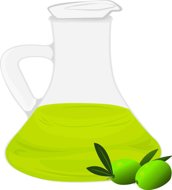 Organic Olive Oil with  olives isolated vector illustration on a white background - Vetor, Imagem
