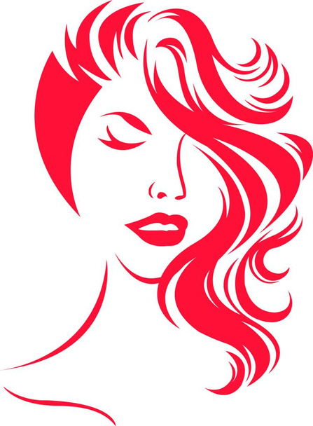 Vector emblem for hairdresser, spa salon, beauty shop for woman. illustration of women short hair style icon. - ベクター画像