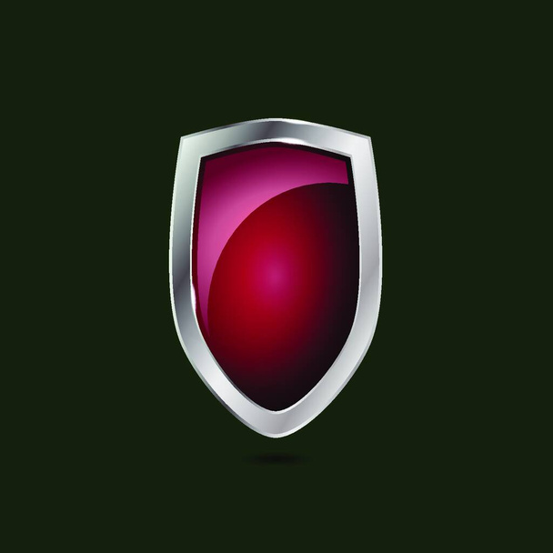 Royal red protective shield on a dark green background, vector illustration - Вектор, зображення