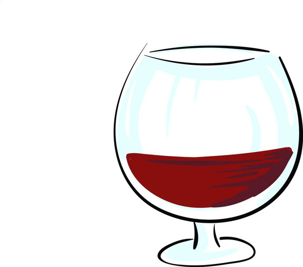 Dark red cognac in a glass vector illustration on white background. - Vector, afbeelding
