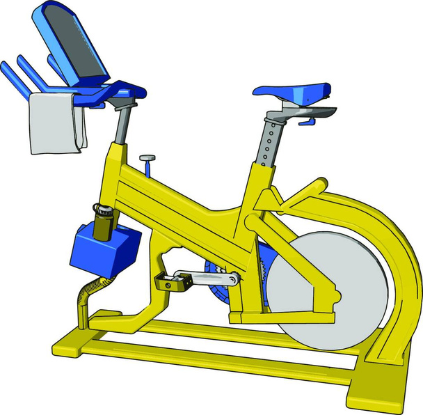 A spinning bike makes you muscle tight can be used for healthy heart reduce belly fat reduce toxins of body through sweat and body building vector color drawing or illustration - Vector, Imagen