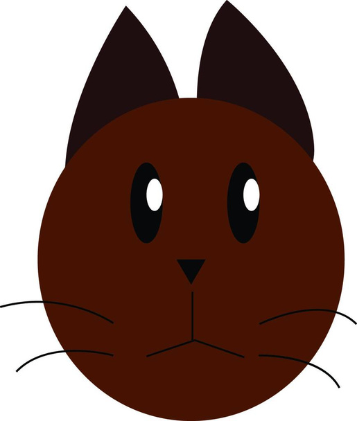 Face of a little brown cat with black mustaches vector color drawing or illustration - Vektor, Bild