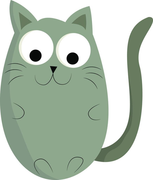 A happy adorable gray cat with big eyes, vector, color drawing or illustration. - Vektori, kuva