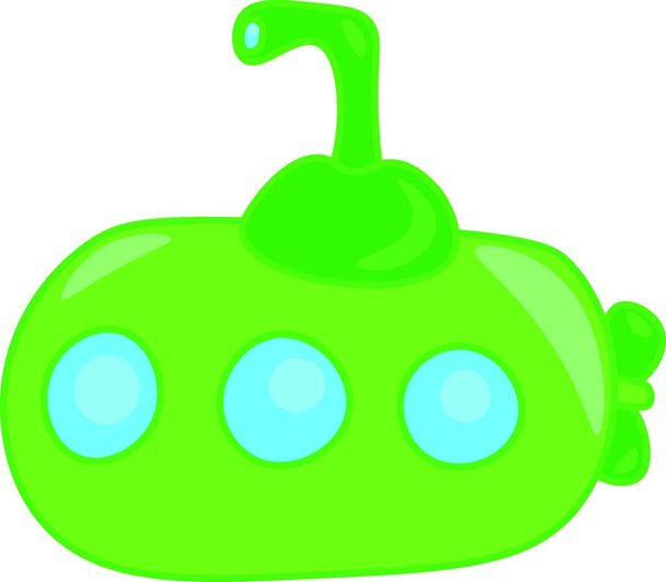 A toy submarine in green and blue color for the kids vector color drawing or illustration - Vecteur, image