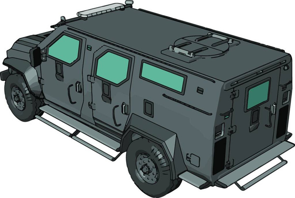 3D vector illustration on white background of a grey armed military vehicle - Vector, Image
