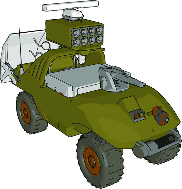 Illustrazione vettoriale 3D su sfondo bianco di un veicolo di lancio di missili militari
 - Vettoriali, immagini