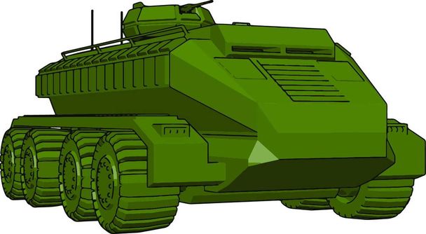 3D vector illustration on white background of a green armoured military vehicle - Vettoriali, immagini