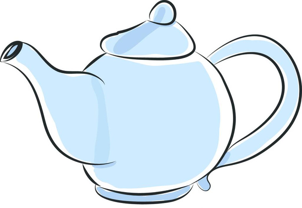 Blue teapot with yellow and orange detailes vector illustration on white background - Vecteur, image