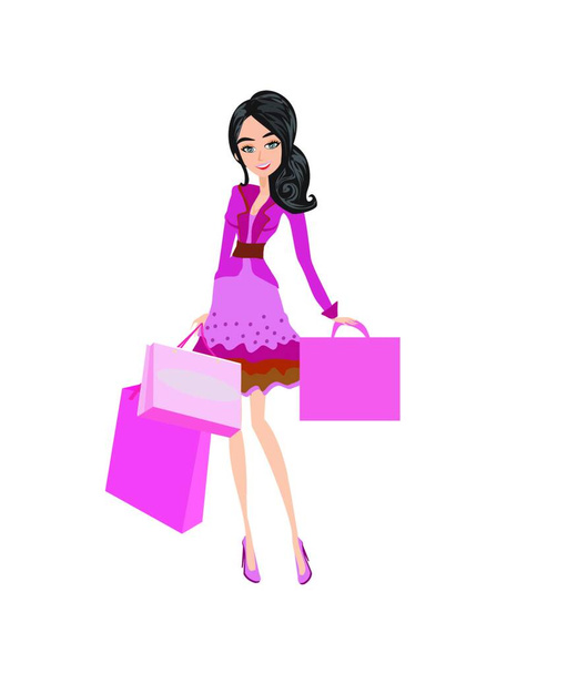 beautiful girl with shopping bags - Вектор, зображення