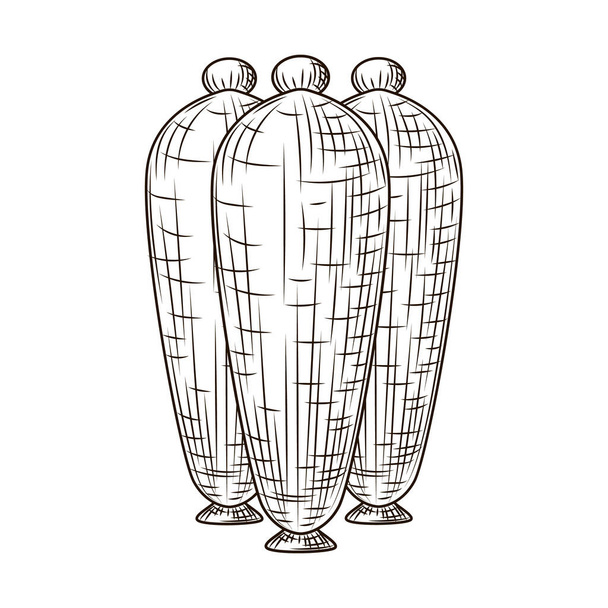 Set keramische Vasen graviert Stil isoliert auf weißem Hintergrund. Vintage-Skizzen aus nächster Nähe. Vektor-Illustrationsdesign - Vektor, Bild