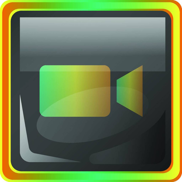 Video grey vector icon illustration with colorful details on white background - Vetor, Imagem