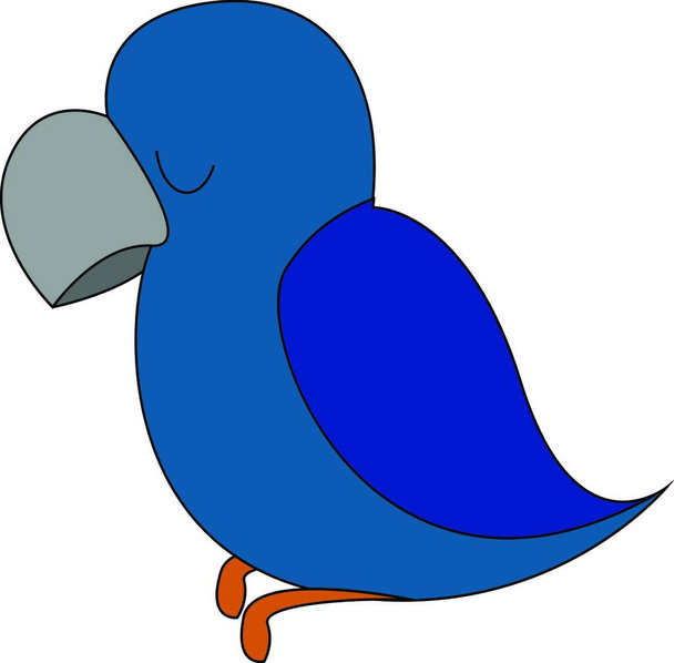 A parrot in blue color which is sleeping vector color drawing or illustration - Vector, Imagen