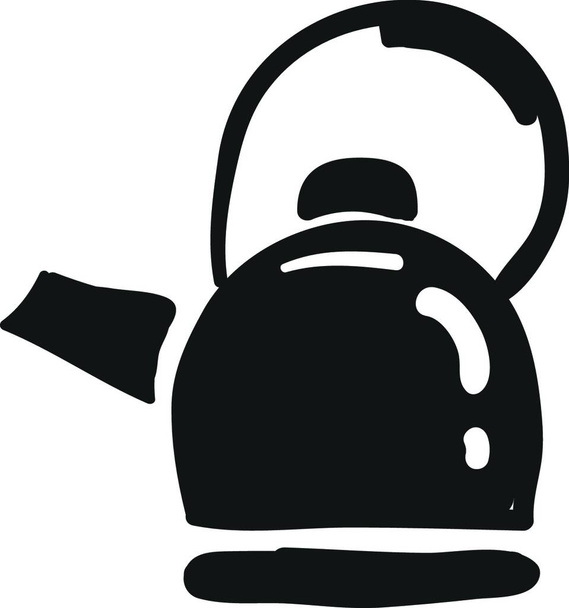 Clipart of a black-colored teapot designed with a white exclamation mark has a small spout  lid  and a handle to make it portable  vector  color drawing or illustration - Wektor, obraz