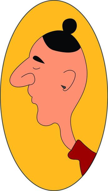 A boy in red colour dress with a very big nose , vector, color drawing or illustration. - Vector, Imagen