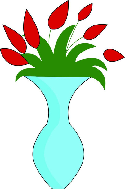 Flowers in vase hand drawn design, illustration, vector on white background. - Vecteur, image