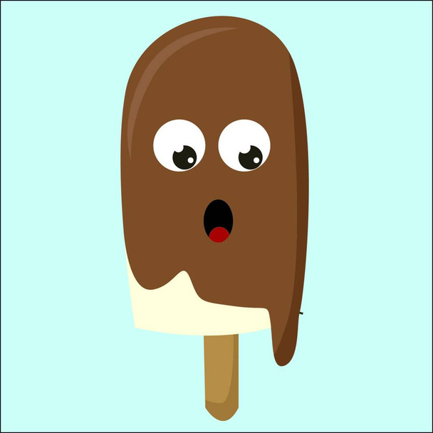 A shocked melting chocolate ice cream with stick, vector, color drawing or illustration. - Vektori, kuva
