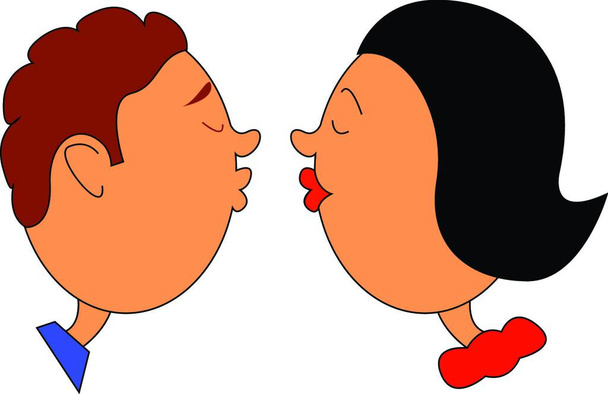 A boy and girl in love, vector, color drawing or illustration. - Vector, afbeelding