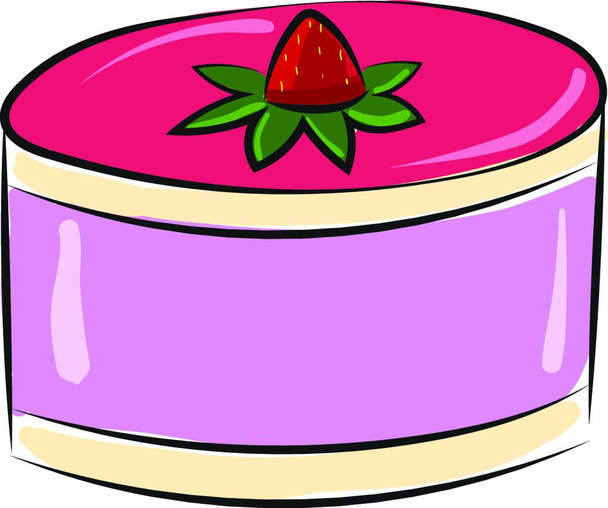 It is a cake made specially strawberry and jelly with the other ingredients., vector, color drawing or illustration. - Vector, Imagen