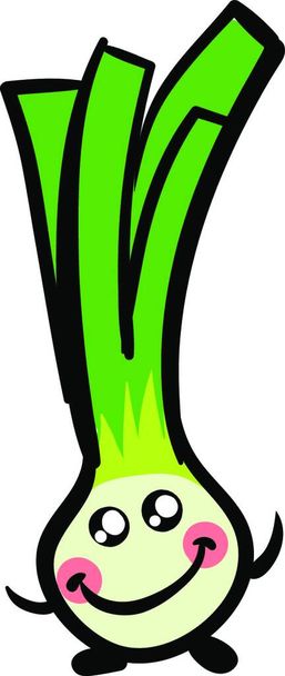 illustration of a cute cartoon green leaf - Vektör, Görsel