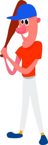 cartoon illustration of a baseball player - Vettoriali, immagini