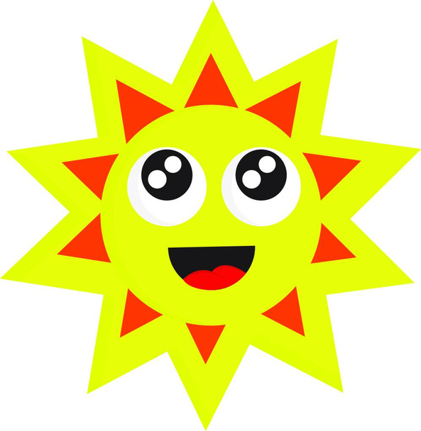 happy smiling face with sun and smile - Vecteur, image