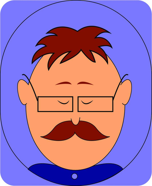 Man with mustache, illustration, vector on white background. - Vektor, Bild
