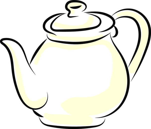 Tea pot drawing, illustration, vector on white background. - ベクター画像