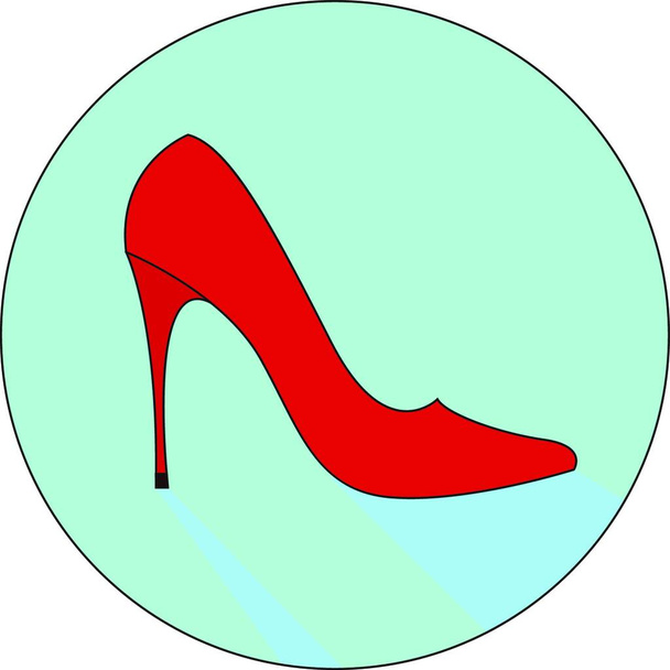 Red woman shoe, illustration, vector on white background. - Вектор,изображение