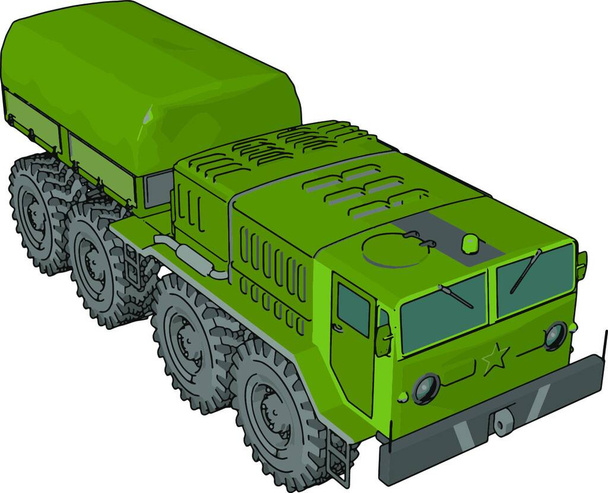 Green military vehicle, illustration, vector on white background. - Vettoriali, immagini