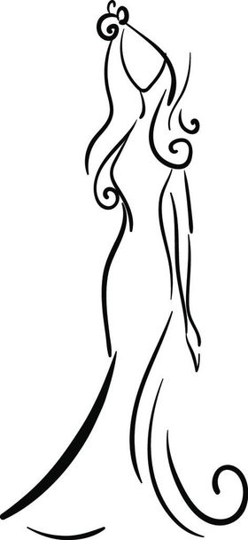 Long dress drawing, illustration, vector on white background - Vettoriali, immagini