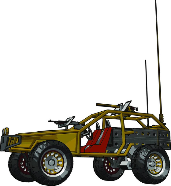 Yellow remote control car, illustration, vector on white background. - Vettoriali, immagini