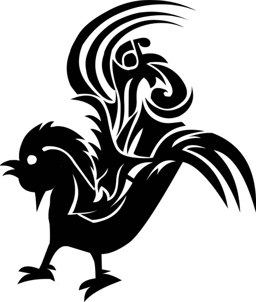 Tattoo design of cock, vintage engraved illustration.. - Vector, Image