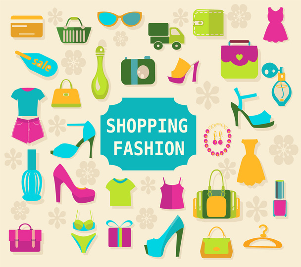 Shopping and Fashion background vector - Illustration  - Вектор, зображення