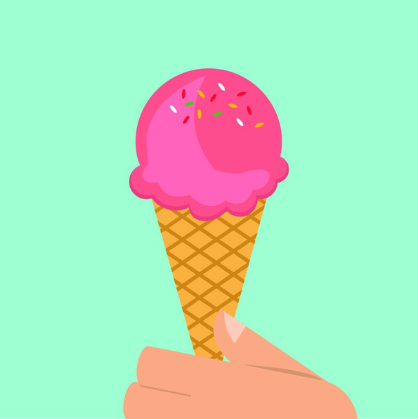 Ice cream, illustration, vector on white background. - Vetor, Imagem