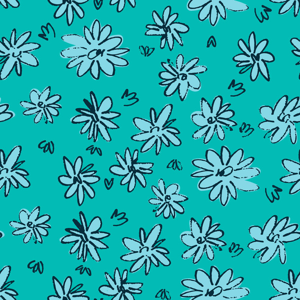 Seamless pattern with hand drawn meadow flowers in Ditzy style for surface design and other design projects - Vektor, Bild