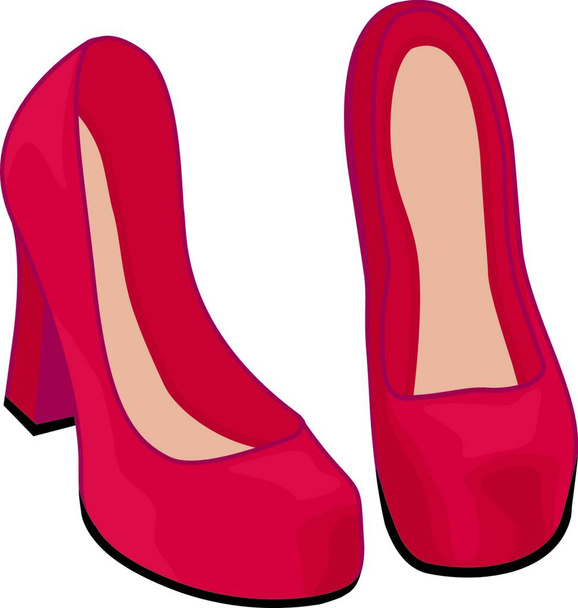 Red Shoes vector illustration isolated on a white background - Vetor, Imagem