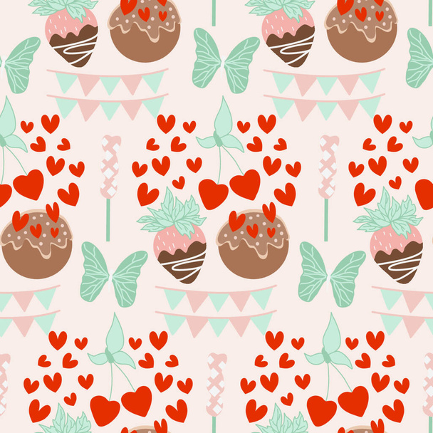 seamless pattern with hearts, vector illustration - Wektor, obraz
