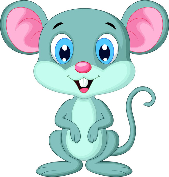 cute cartoon mouse with a pink eyes - Vektör, Görsel