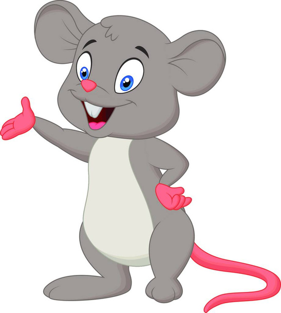 Cute mouse cartoon presenting - Διάνυσμα, εικόνα