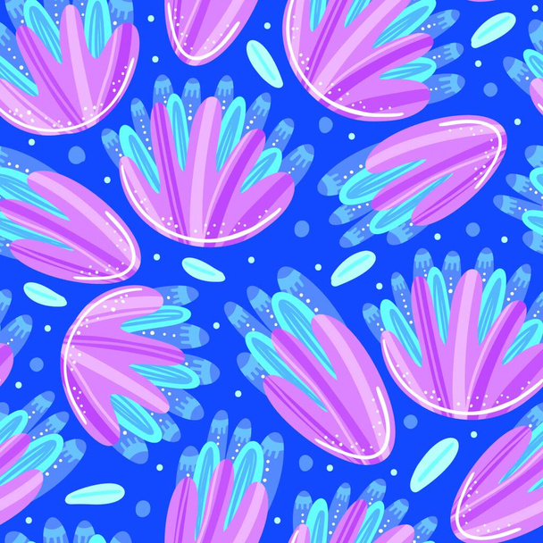Floral seamless pattern. Hand drawn beautiful flowers. Colorful repeating background with blossom. Speckled petals. Design for wallpaper, textiles, wrapping paper, card. Vector illustration, eps10 - Vector, imagen