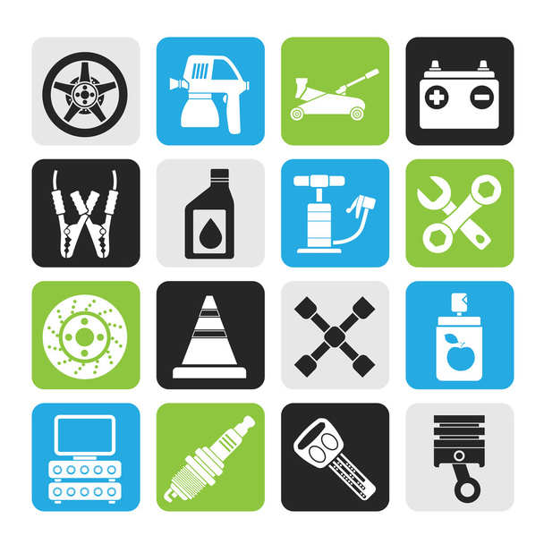 Silhouette Transportation and car repair icons - Vector, Image
