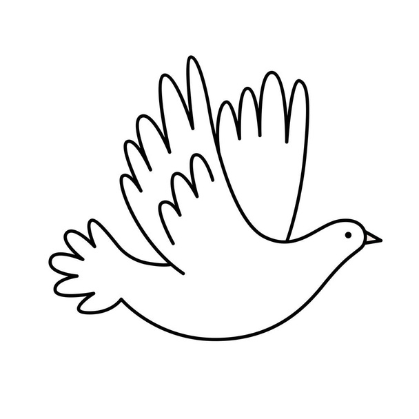 White wedding dove in doodle style. Bird of peace and love, symbol, icon. - ベクター画像