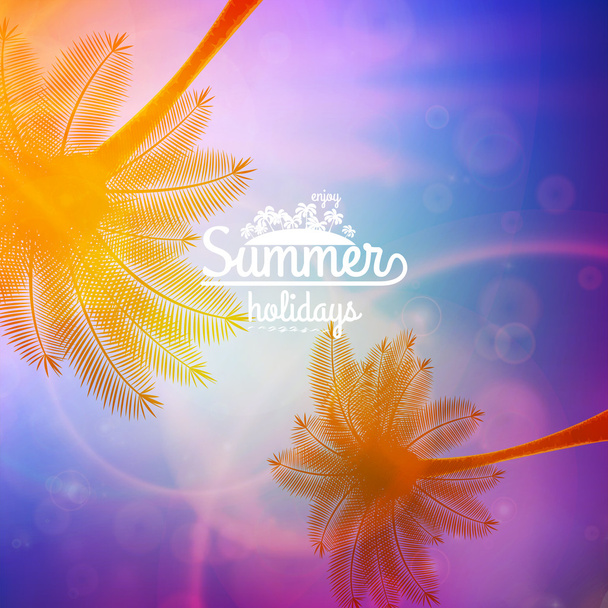 Palm Tree Sunset typography poster. - Vector, afbeelding
