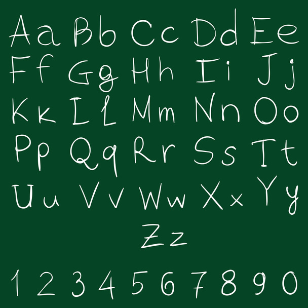 Handwritten Alphabet with Numbers - Διάνυσμα, εικόνα