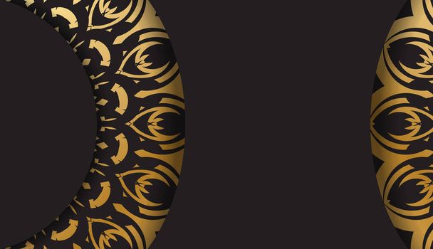 Fekete színű banner sablon arany görög dísz - Vektor, kép
