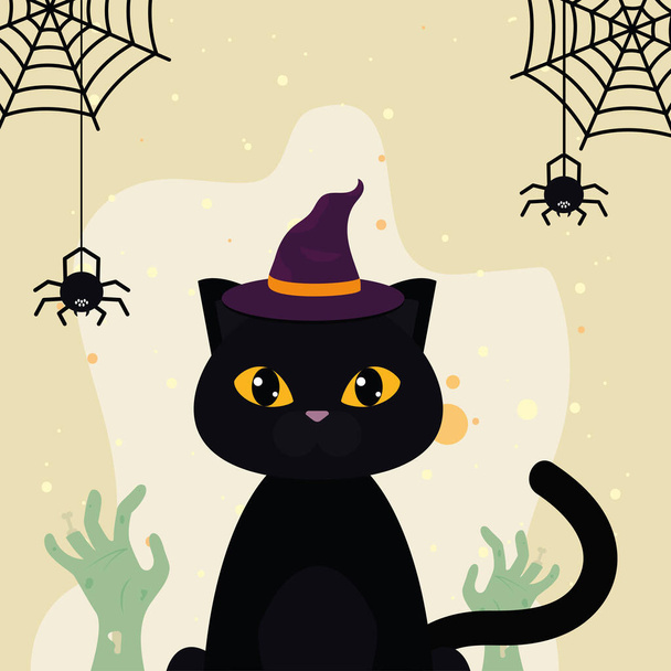 halloween black cat - Vector, Image
