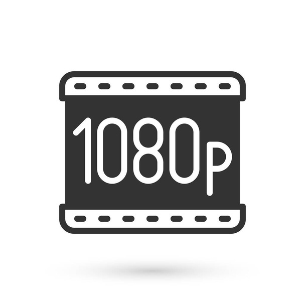 Icona Full HD 1080p grigia isolata su sfondo bianco. Vettore - Vettoriali, immagini